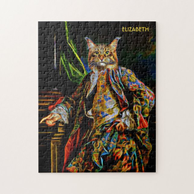 Psychedelisch Abstrakte Fantasiekatze Puzzle (Vertikal)