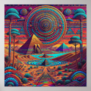 Psychedelisch-ägyptische Landschaft Poster