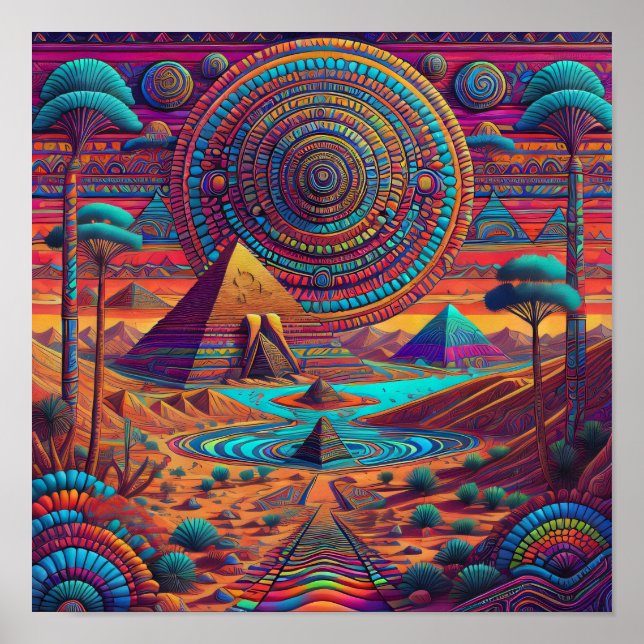Psychedelisch-ägyptische Landschaft Poster (Vorne)