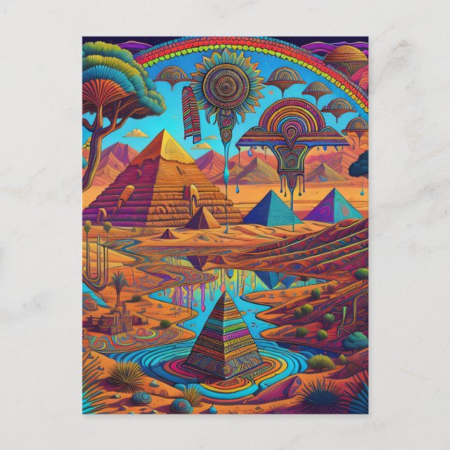 Psychedelisch-ägyptische Landschaft Postkarte (Vorderseite)