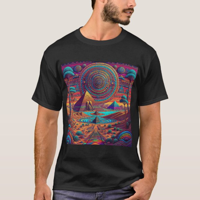 Psychedelisch-ägyptische Landschaft T-Shirt (Vorderseite)