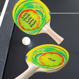 Psychedelisch Bright farbenfroher Pop Art Citrus Tischtennis Schläger
