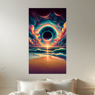Psychedelisch Celestial Sunset Beach Landschaft Poster