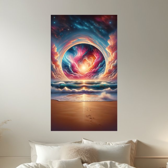 Psychedelisch Celestial Sunset Beach Landschaft Poster (Von Creator hochgeladen)