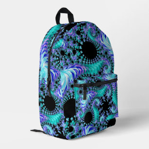 Psychedelisch Cyan Tentacle Abstrakt Fraktal Art Bedruckter Rucksack