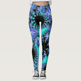 Psychedelisch Cyan Tentacle Abstrakt Fraktal Art Leggings