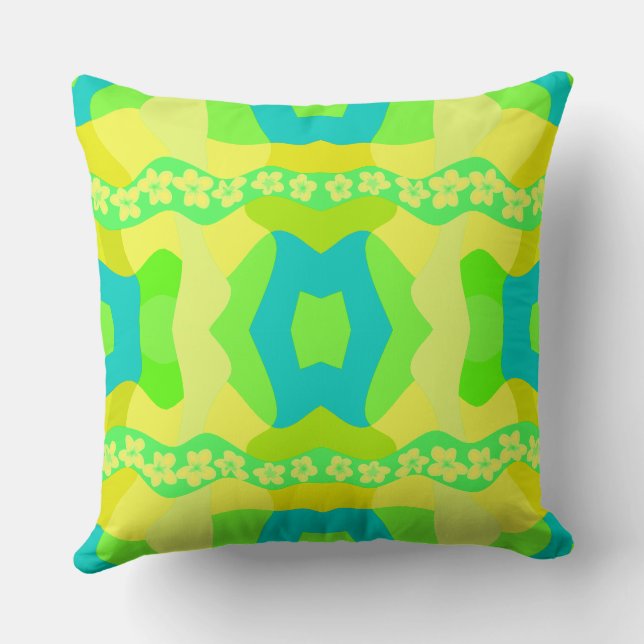 Psychedelisch Daisy Chain Patchwork Lemon Limon Aq Kissen (Rückseite)