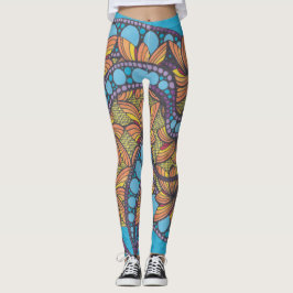 Psychedelisch, doodle art, boho, abstraktes design leggings