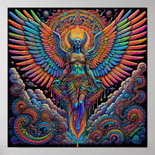 Psychedelisch-farbige Angel Art Poster