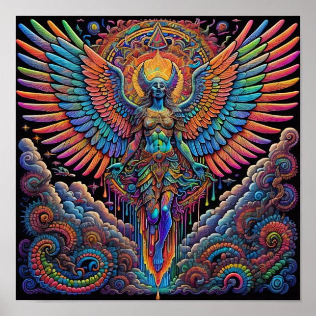 Psychedelisch-farbige Angel Art Poster (Vorne)