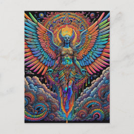 Psychedelisch-farbige Angel Art Postkarte