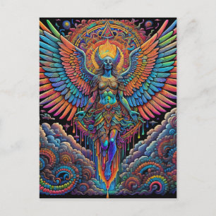 Psychedelisch-farbige Angel Art Postkarte