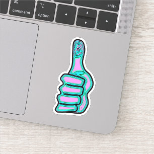 Psychedelisch farbige Daumen hoch V2 Aufkleber