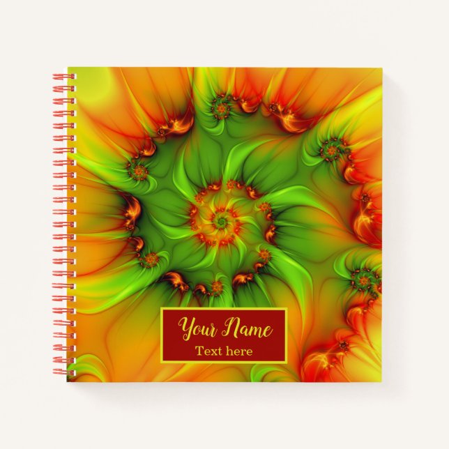Psychedelisch farbige Moderne Abstrakte Fraktal Na Notizbuch (Vorderseite)