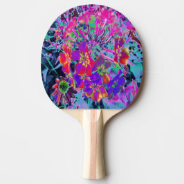 Psychedelisch farbige Rot- und Lila-Blumen Tischtennis Schläger