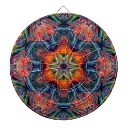 Psychedelisch farbiges Kaleidoskop-Muster Dartscheibe