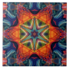 Psychedelisch farbiges Kaleidoskop-Muster Fliese
