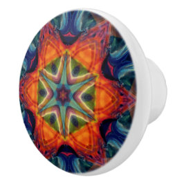 Psychedelisch farbiges Kaleidoskop-Muster Keramikknauf