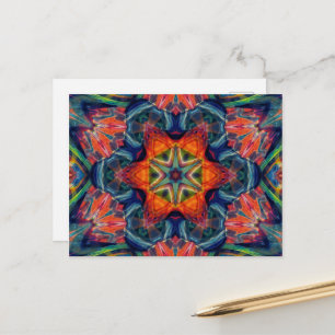 Psychedelisch farbiges Kaleidoskop-Muster Postkarte