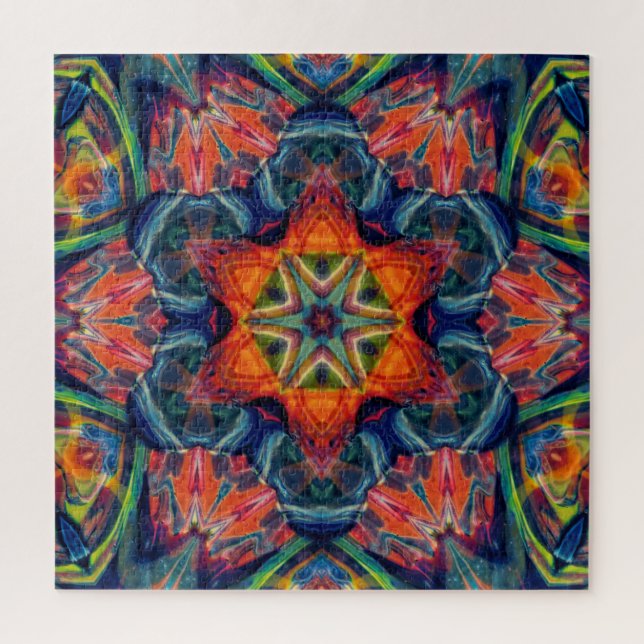 Psychedelisch farbiges Kaleidoskop-Muster Puzzle (Vertikal)