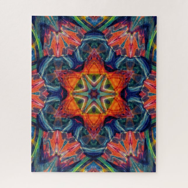 Psychedelisch farbiges Kaleidoskop-Muster Puzzle (Vertikal)