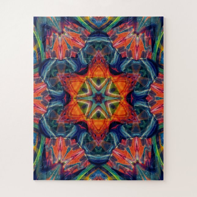 Psychedelisch farbiges Kaleidoskop-Muster Puzzle (Vertikal)
