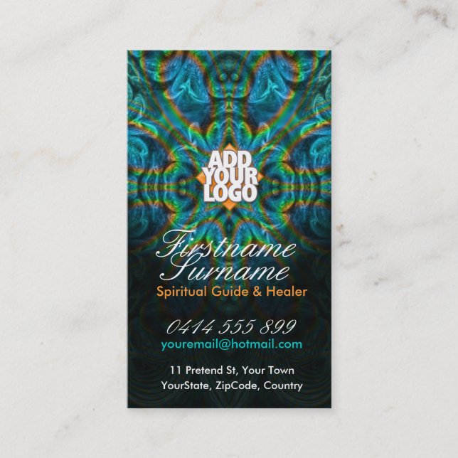 Psychedelisch Fraktal Spirit w/Logo Business Cards Visitenkarte (Vorderseite)