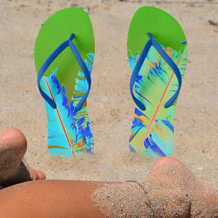 Psychedelisch Green Palm Fronds Tropical Flip Flops