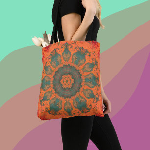 Psychedelisch Hippie Aquamarin Orange und Rot