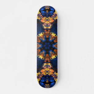 Psychedelisch Hippie Blau und Gelb Skateboard
