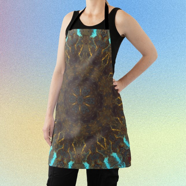 Psychedelisch Hippie Blue Gold und Dunkelrot Schürze (Von Creator hochgeladen)