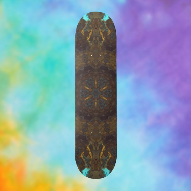 Psychedelisch Hippie Blue Gold und Dunkelrot Skateboard (Von Creator hochgeladen)