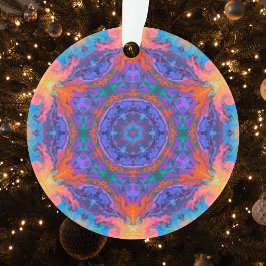 Psychedelisch Hippie Blue Orange und Pink Ornament