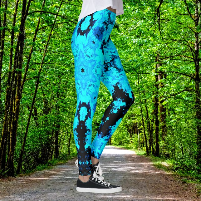 Psychedelisch Hippie Blue und Black Leggings (Von Creator hochgeladen)