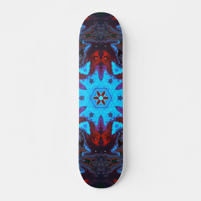 Psychedelisch Hippie Blue und Red Skateboard (Vorne)