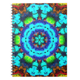 Psychedelisch Hippie Blume Blue Orange und Green Notizblock