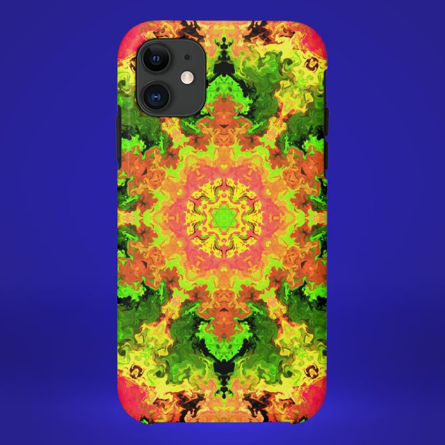 Psychedelisch Hippie Blume Grün Orange und Rot Case-Mate iPhone Hülle (Von Creator hochgeladen)