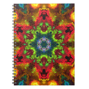 Psychedelisch Hippie Blume Grün Rot und Orange Notizblock
