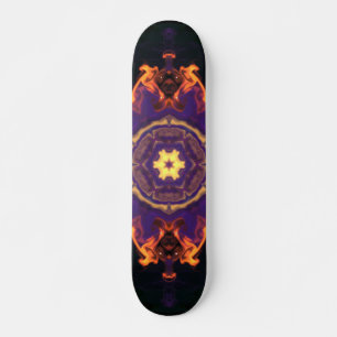 Psychedelisch Hippie Blume Orange Lila und Schwarz Skateboard