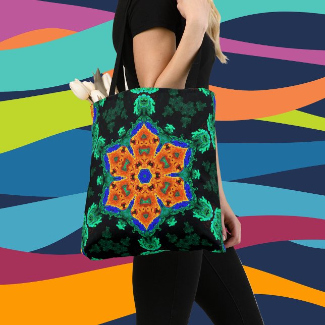 Psychedelisch Hippie Blume Orange und Aquamarin (Von Creator hochgeladen)