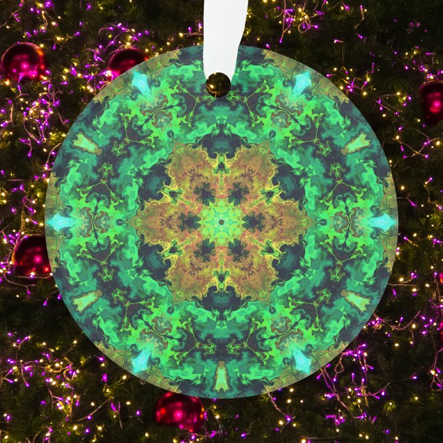 Psychedelisch Hippie Blume Orange und Green Ornament (Von Creator hochgeladen)