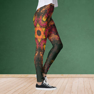 Psychedelisch Hippie Gelb Rot und Orange Leggings