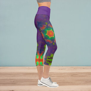 Psychedelisch Hippie Lila grün und orange Legging