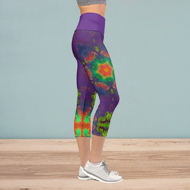 Psychedelisch Hippie Lila grün und orange Legging (Von Creator hochgeladen)