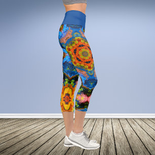 Psychedelisch Hippie Orange Blue und Green Legging