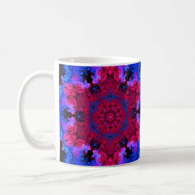 Psychedelisch Hippie Rosa und Blau Kaffeetasse (Links)