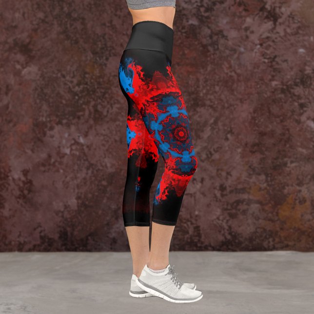 Psychedelisch Hippie Rot und Blau Leggings (Von Creator hochgeladen)