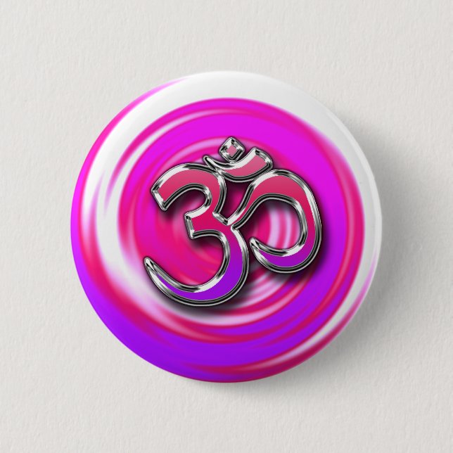 Psychedelisch Hippie Style Yoga Symbol Button (Vorderseite)