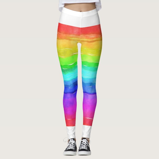 Psychedelisch Hippy Retro Peace Art Leggings (Vorderseite)