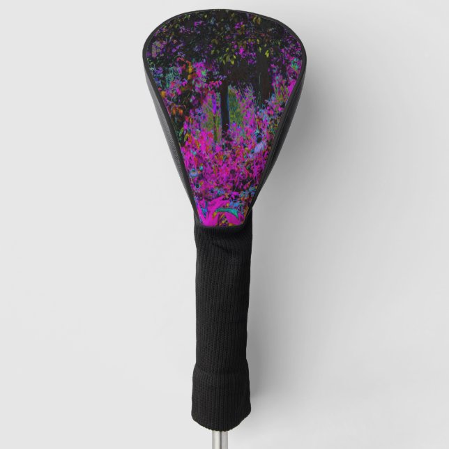 Psychedelisch Hot Pink und Black Garden Sunrise Golf Headcover (Vorderseite)